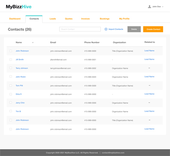 MyBizzHive is business contacts management software to manage all contacts in one place.